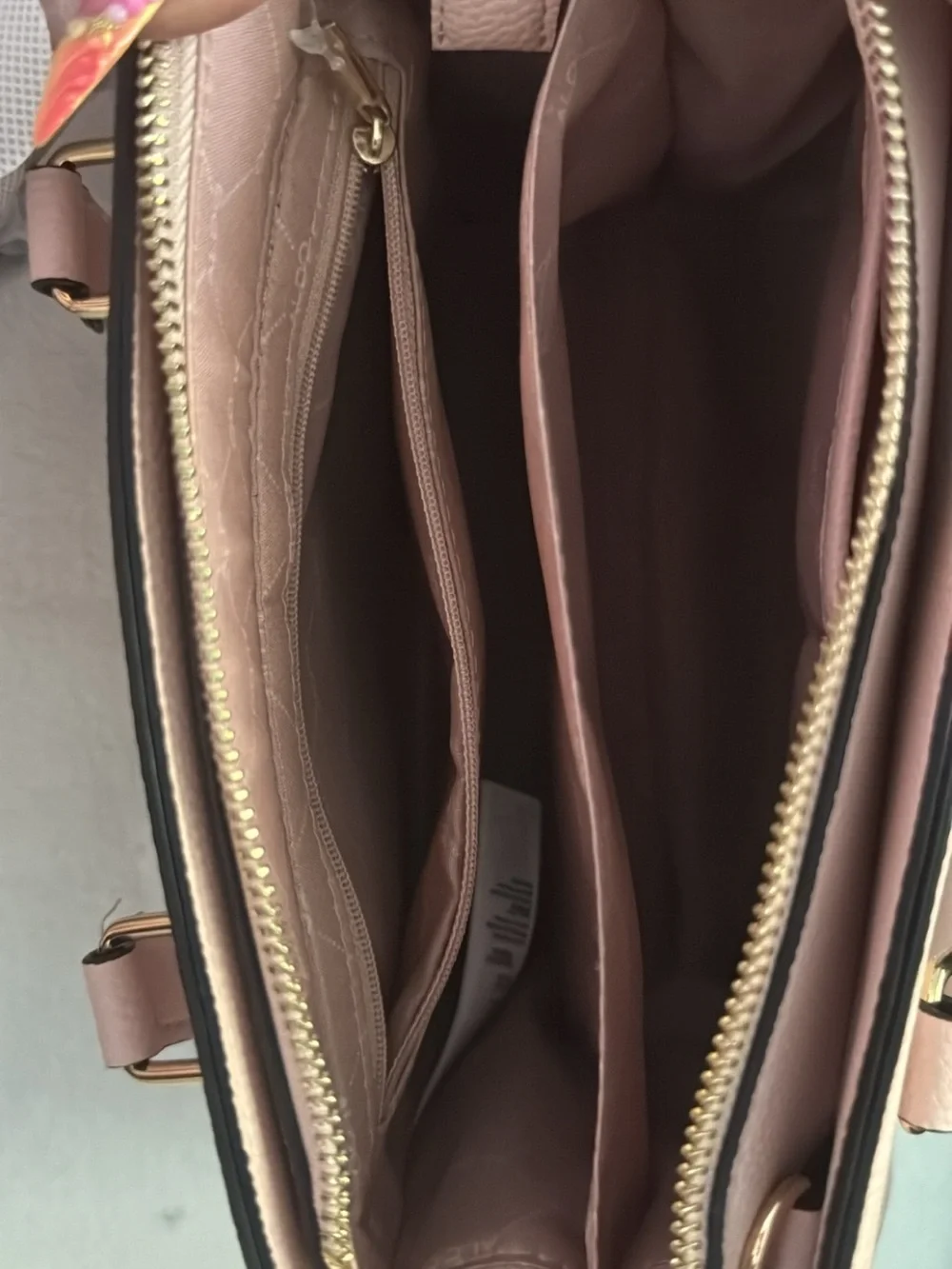 ALDO Pink Structured Satchel with Gold Charm and Pouch